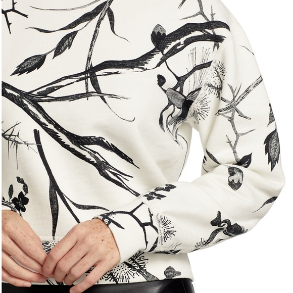 Rag & Bone Floral Long Sleeve Crew Neck Sweatshirt Black White nwt - Picture 7 of 12